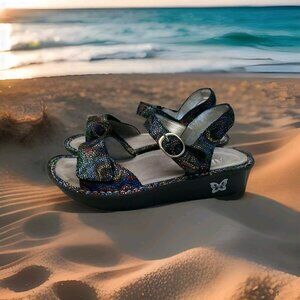 ✅ALEGRIA KOR-493X Kora Women's EU 37 Cyclone Rainbow Leather Slingback Sandals